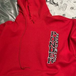 Red cotton hoodie ponder lions